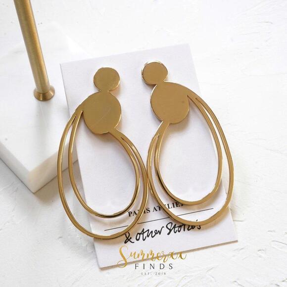 & Other Stories Jewelry - & Other Stories Duo Drop Wire Earrings